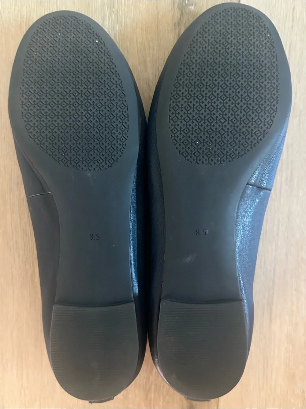 Tory Burch Navy Leather Logo Ballet Flats Women Size 8.5
